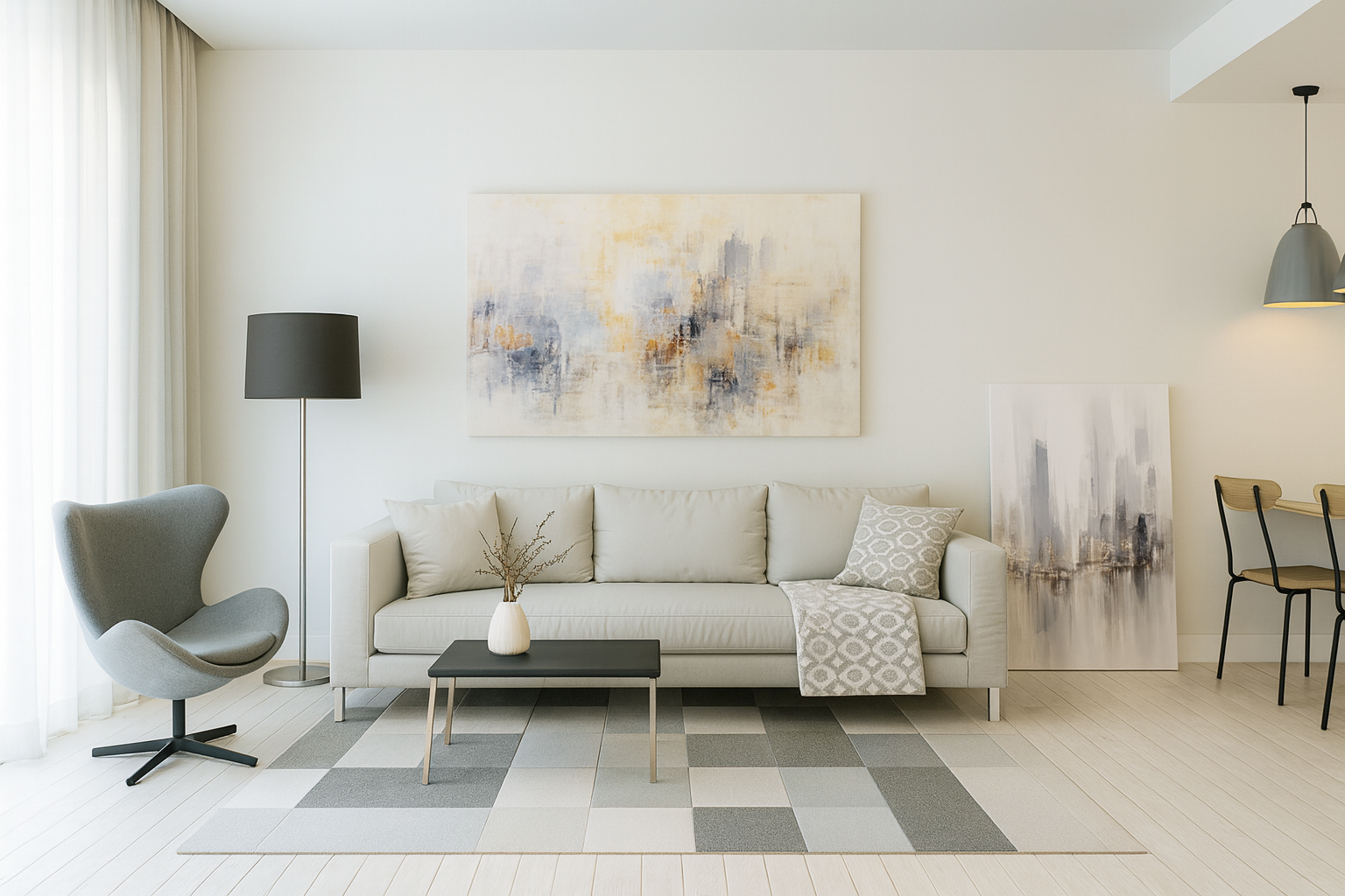 Modern freshly painted living room